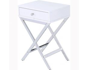 Coleen Accent Side Table in White