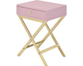 Coleen Accent Table in Pink and Gold