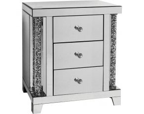 Noralie Mirrored Accent Night Table with Faux Diamonds