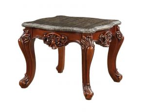 Eustoma End Table with Marble Top in Walnut