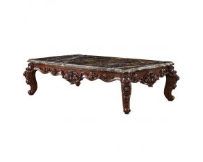 Forsythia Rectangular Coffee Table with Marble Top in Walnut