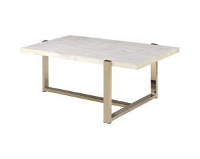 Feit Coffee Table with Faux Marble Top in Champagne Gold