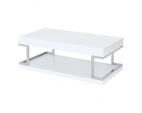 Aspers Coffee Table in High Gloss White and Chrome