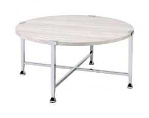 Brecon Coffee Table in White Oak and Chrome