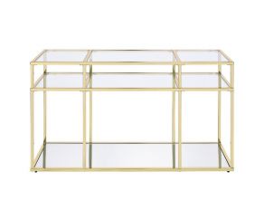 Uchenna Accent Sofa Table in Clear Glass and Gold Finish