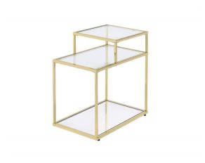 Uchenna Accent Side Table in Clear Glass and Gold Finish