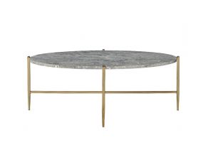 Tainte Coffee Table with Faux Marble Top in Champagne Finish