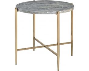 Tainte End Table with Faux Marble Top in Champagne Finish