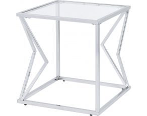 Virtue End Table in Clear Glass and Chrome Finish