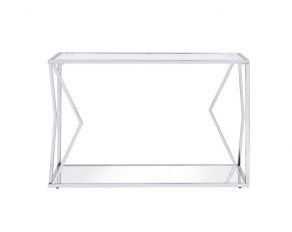 Virtue Sofa Accent Table in Clear Glass and Chrome Finish