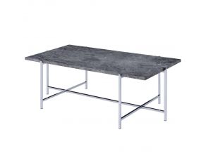 Adelae Coffee Table with Faux Marble Top in Gray