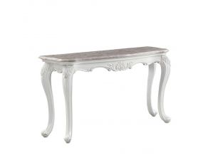 Ciddrenar Sofa Table in Marble Top and White Finish