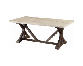 Romina Coffee Table with White Marble Top in Weathered Espresso