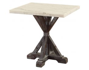 Romina End Table with White Marble Top in Weathered Espresso