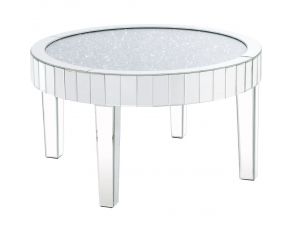 Ornat Oval Coffee Table in Mirrored and Faux Diamonds