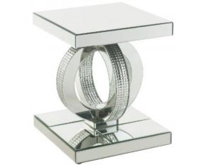 Ornat End Table in Mirrored and Faux Diamonds