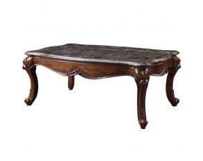 Miyeon Coffee Table with Marble Top in Cherry