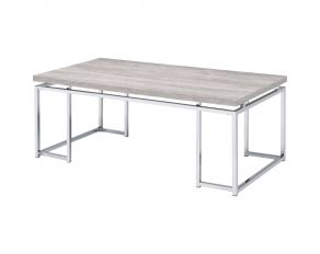 Chafik Rectangular Coffee Table in Natural Oak and Chrome