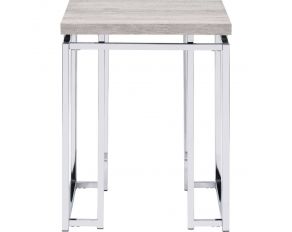 Chafik Square End Table in Natural Oak and Chrome