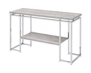 Chafik Rectangular Sofa Table in Natural Oak and Chrome