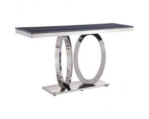 Zasir Sofa Table Gray Printed Faux Marble and Mirrored Silver