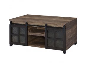 Nineel Coffee Table in Rustic Oak and Black Finish