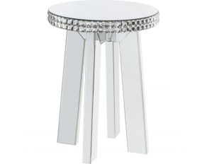 Lotus Mirrored End Table with Faux Crystals