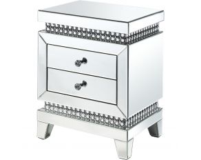 Lotus Mirrored Accent Table with Faux Crystals