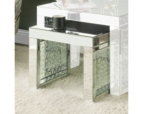 Nysa 18 Inch Accent Table with Faux Crystals in Mirrored Finish