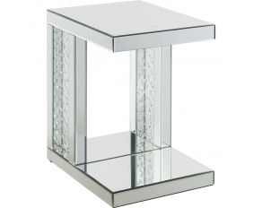 Nysa 20 Inch Accent Table with Faux Crystals in Mirrored Finish