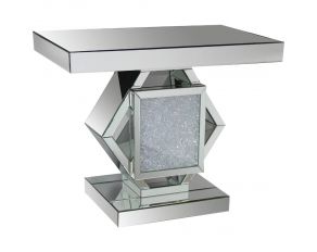 Nowles Mirrored Pedestal Accent Console Table with Faux Stones