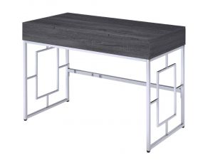 Saffron Vanity Desk in Black Oak and Chrome