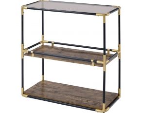 Heleris Accent Console Table in Black and Gold Finish