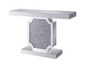 Noralie Mirrored Rectangular Console Table with Faux Diamonds