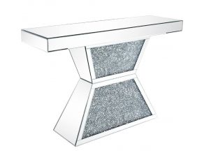 Noralie Mirrored Accent Console Table with Geometric Pedestal Base