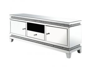 Lotus Mirrored TV Stand with Faux Crystals