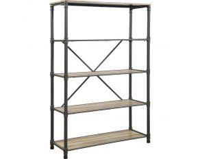 Itzel Bookshelf in Antique Oak and Sandy Gray