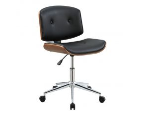 Camila Armless Office Chair in Black and Walnut