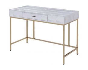 Piety Vanity Desk in Silver PU and Champagne