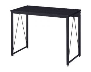 Zaidin Rectangular Writing Desk with Metal Base in Black Finish