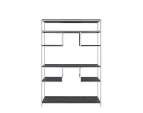 Vonara Bookshelf in Rustic Gray Oak and Chrome