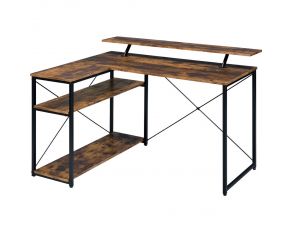 Drebo Writing Desk in Weathered Oak and Black Finish