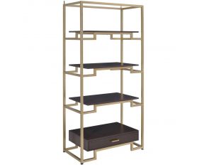 Yumia Bookshelf in Gold and Clear Glass