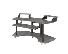 Eleazar Music Recording Studio Desk with 2 Stands in Black Oak