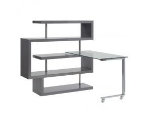 Raceloma Writing Desk with Shelf in Gray