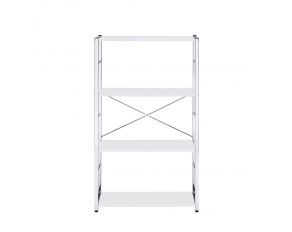 Tennos 42 Inch Bookshelf in White and Chrome Finish