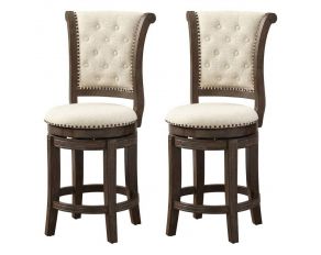 Glison Set of 2 Counter Height Chairs in Beige and Walnut