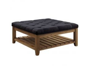 Aizen Cocktail Ottoman in Dark Gray and Weathered Oak Finish