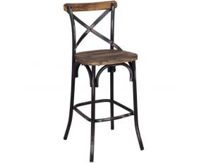 Zaire Bar Stool in Antique Black and Antique Oak