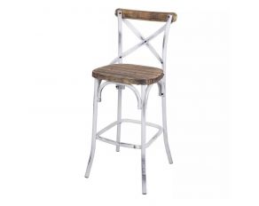 Zaire Bar Stool in Antique White and Antique Oak